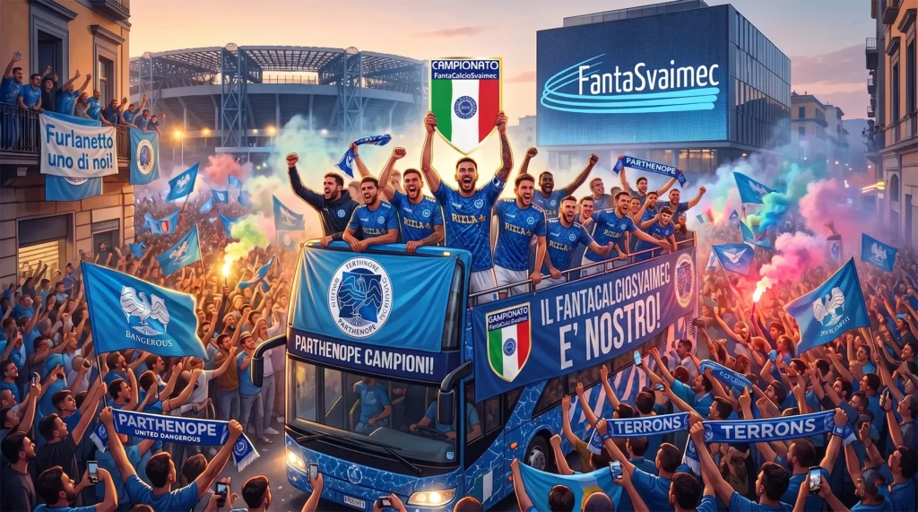 Pullman scoperto con la squadra Parthenope che ha vinto il FantaCalcioSvaimec 25-26